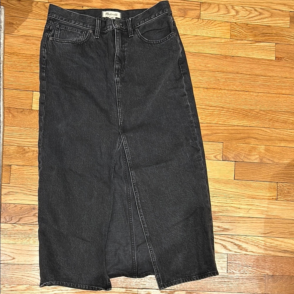 Madewell Black Denim Midi Skirt